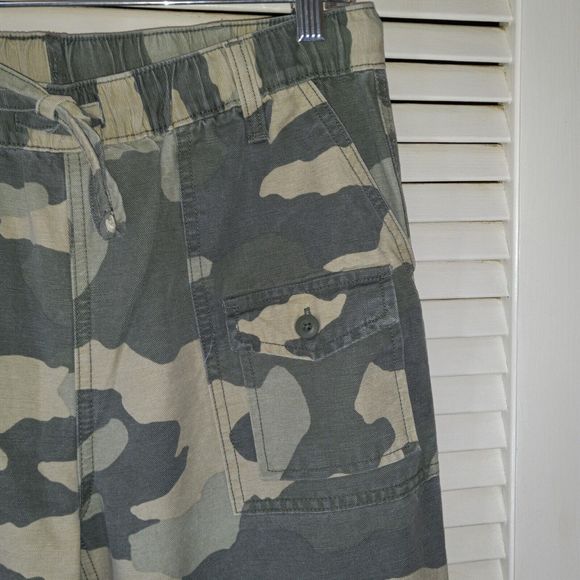 Aerie Cargo Joggers Medium Pull On Elastic Waist Ankle Green Camo Camouflage - Picture 3 of 15